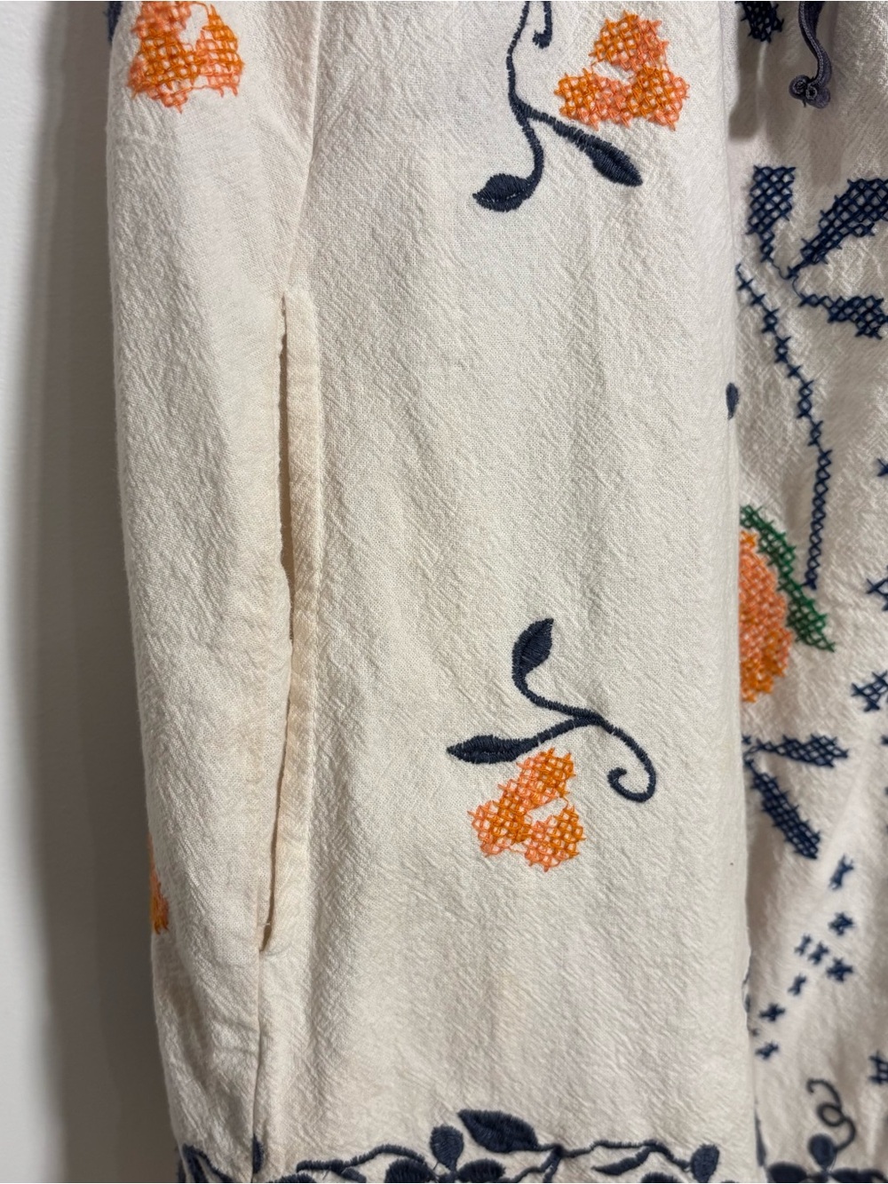 Free People Bali Main Squeeze Mini Dress XS Embroidered Boho Cotton Cottagecore - Picture 9 of 10